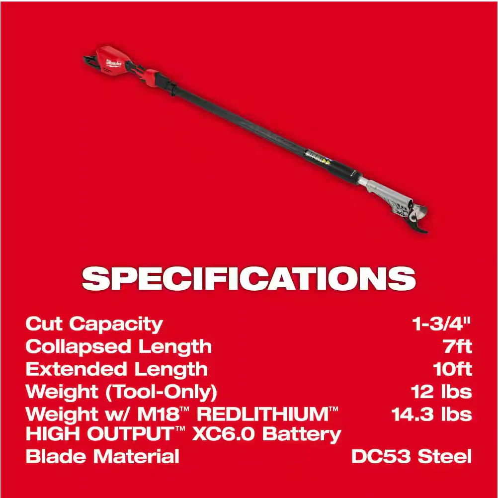 Milwaukee 3008-20 M18™ Brushless Telescoping Pole Pruning Shears (Tool Only) - Image 3
