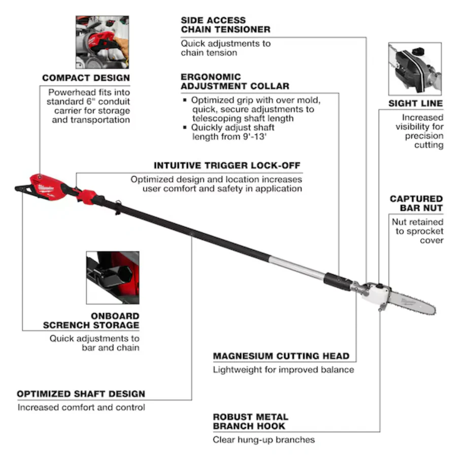 Milwaukee 3013-20 M18 FUEL™ Telescoping Pole Saw (Tool Only) - Image 2