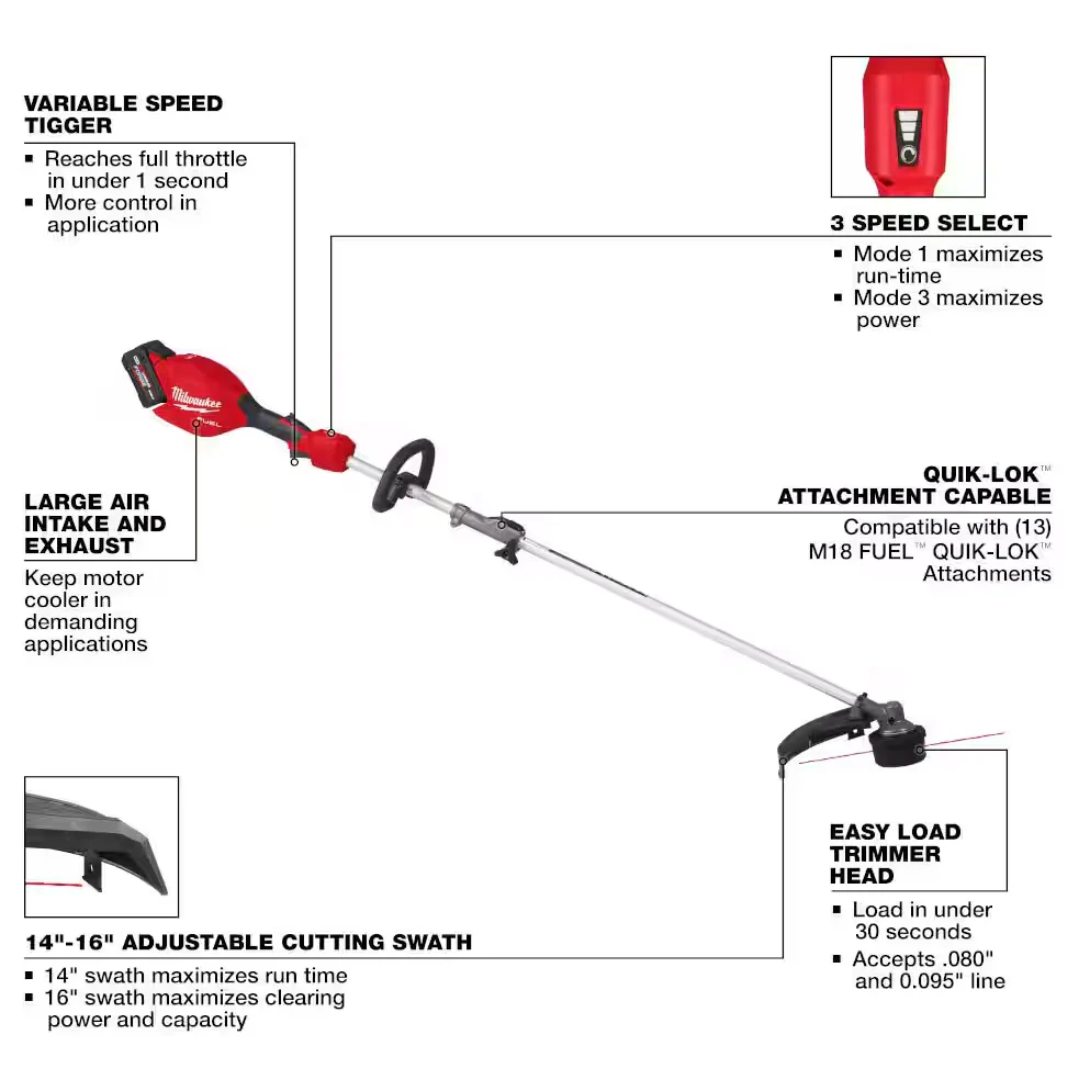 Milwaukee 3016-21ST M18 FUEL™ String Trimmer w/ QUIK-LOK™ Kit - Image 3
