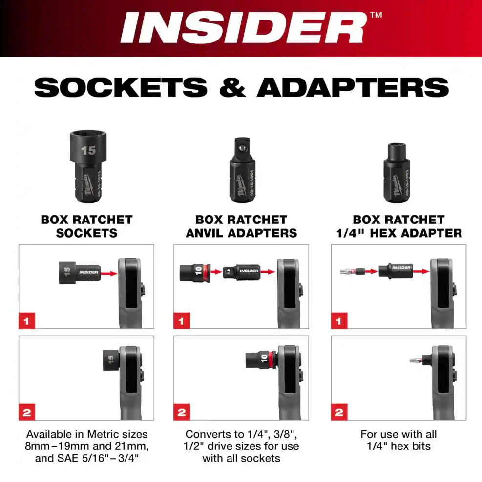Milwaukee 3050-21 M12 FUEL™ INSIDER™ Extended Reach Box Ratchet Kit - Image 7