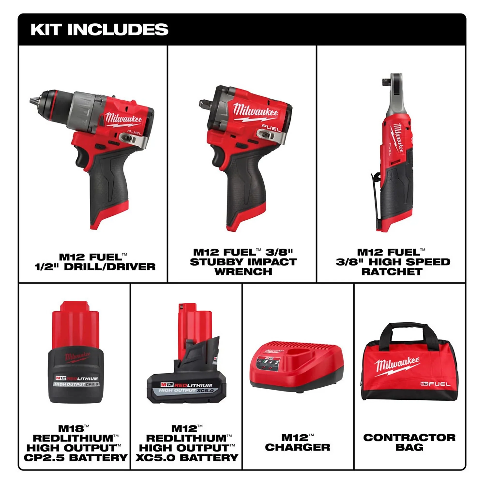Milwaukee 3424-23 M12 FUEL 3-Tool Combo Kit - Image 2