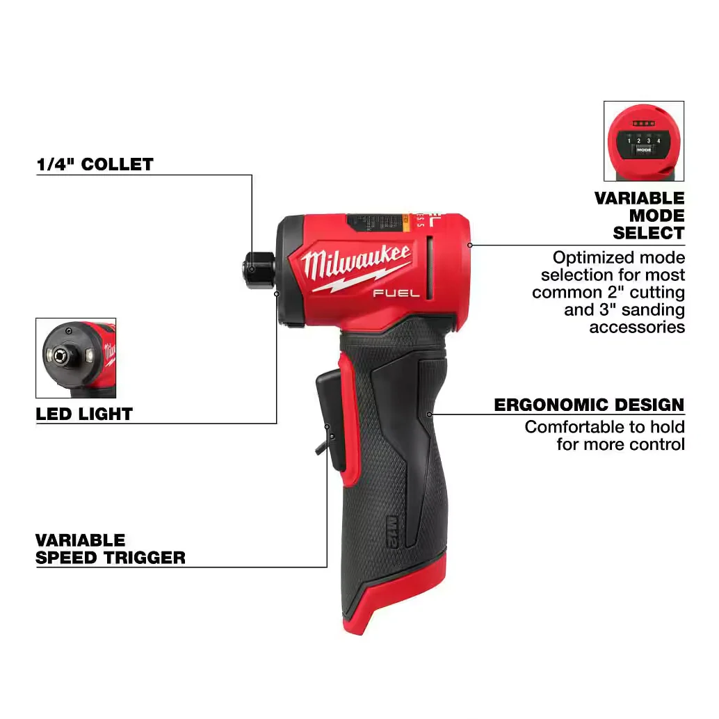 Milwaukee 3485-20 M12 FUEL™ 1/4" Right Angle Die Grinder (Tool Only) - Image 2