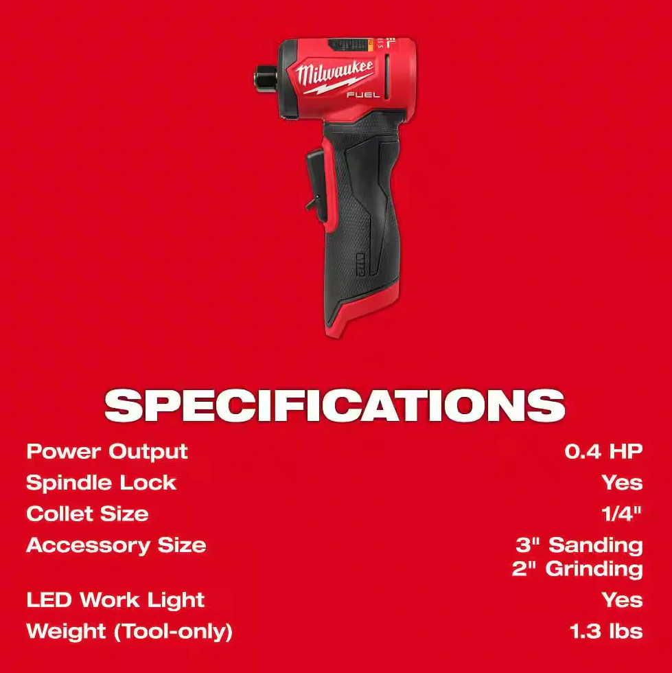 Milwaukee 3485-20 M12 FUEL™ 1/4" Right Angle Die Grinder (Tool Only) - Image 4