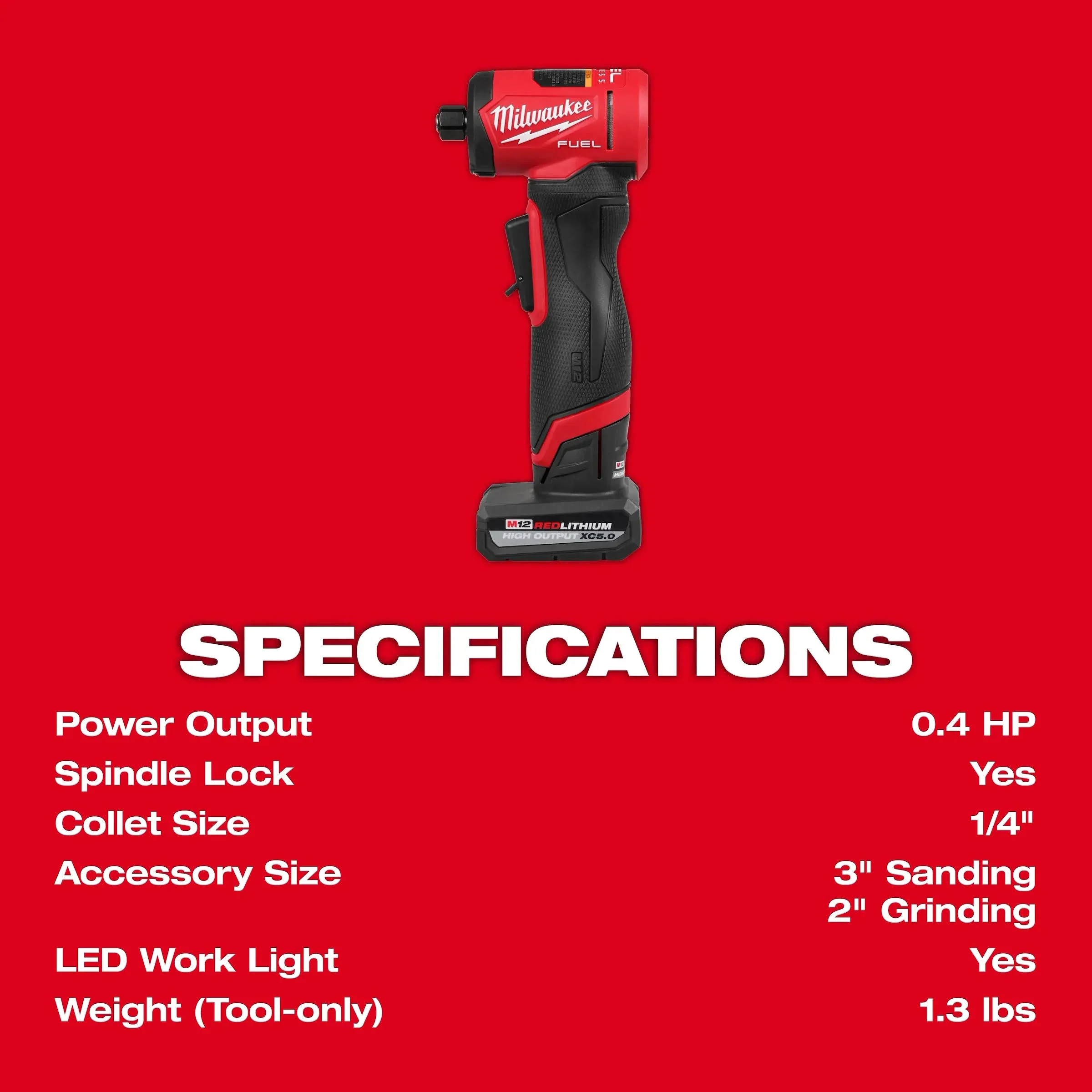 Milwaukee 3485-22 M12 FUEL 12V Lithium-Ion Brushless Cordless 1/4 in. Right Angle Die Grinder Kit - Image 9