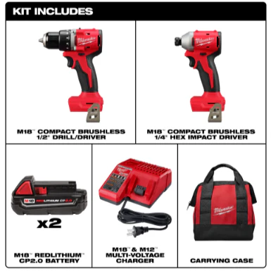 Milwaukee 3692-22CT M18™ Compact Brushless 2-Tool Combo Kit - 1/2" Drill Driver, 14" Hex Impact Driver - Image 4