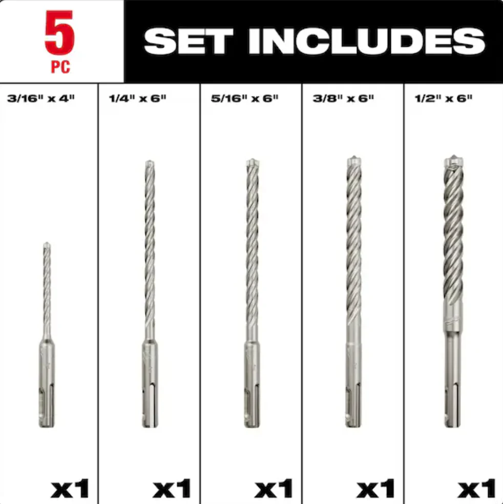 Milwaukee 48-20-7498 - 5pc SDS Plus 4CT MX4™ Set - Image 2