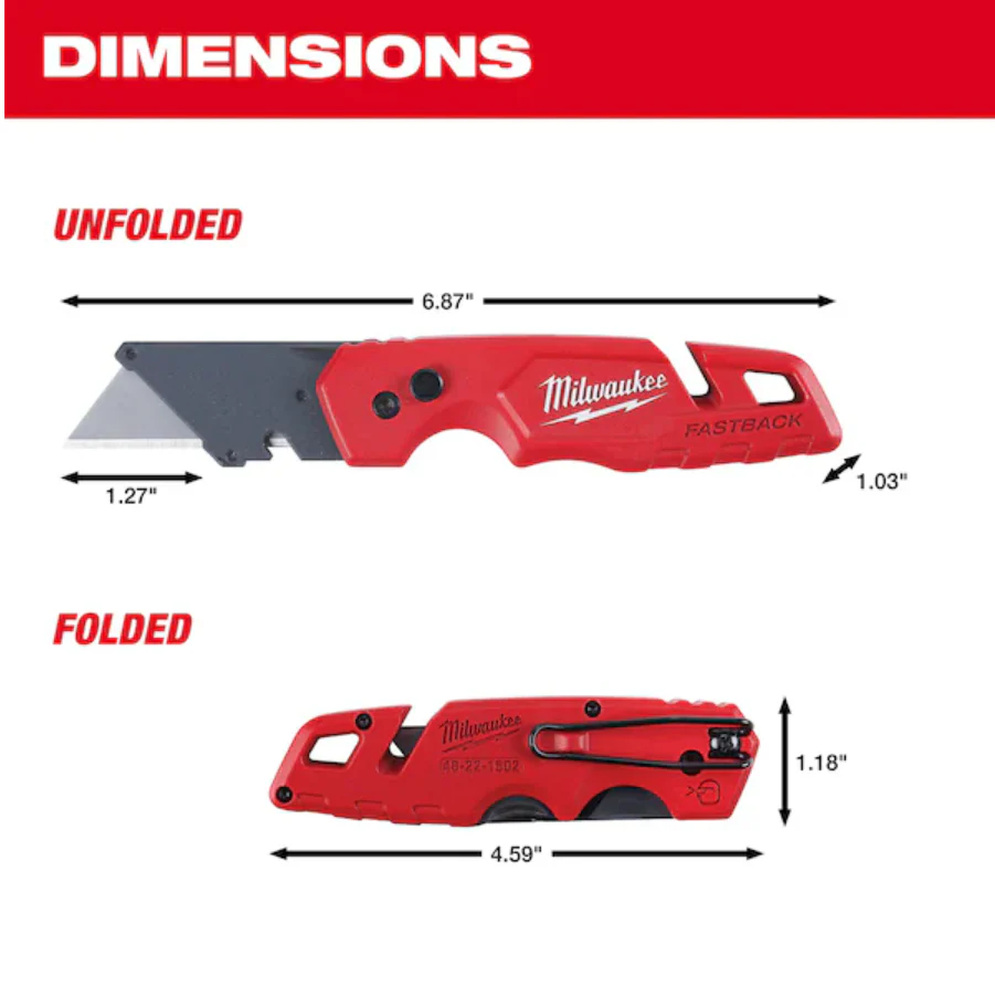 Milwaukee 48-22-1504 FASTBACK™ Folding Utility Knife and Blades Set - Image 3