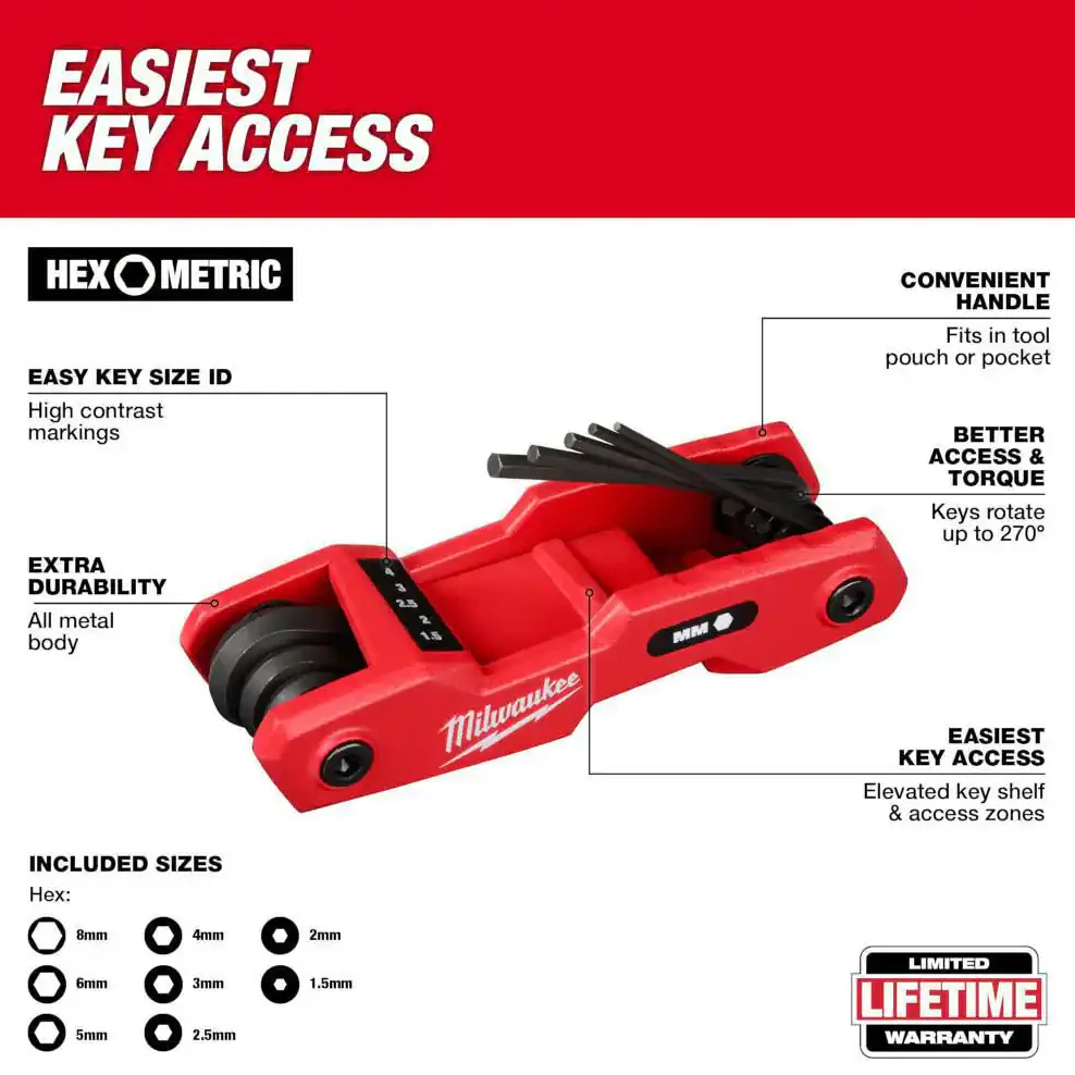 Milwaukee 48-22-2183 - 17-Piece Folding Hex Key Set - SAE & Metric - Image 8