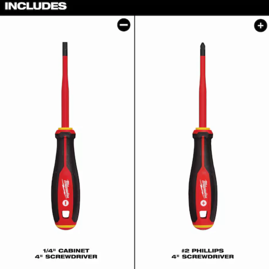 Milwaukee 48-22-2207 - 1000V Insulated Slim Tip Screwdriver Set, 2pc - Image 2