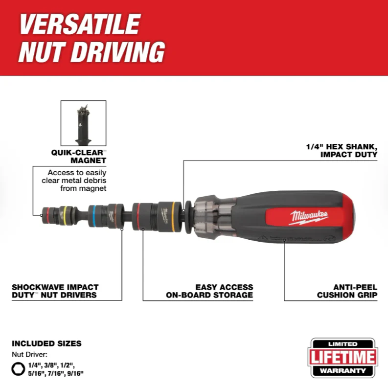 Milwaukee 48-22-2921 Multi-Nut Driver W/ SHOCKWAVE Impact Duty™ Magnetic Nut Drivers - Image 4