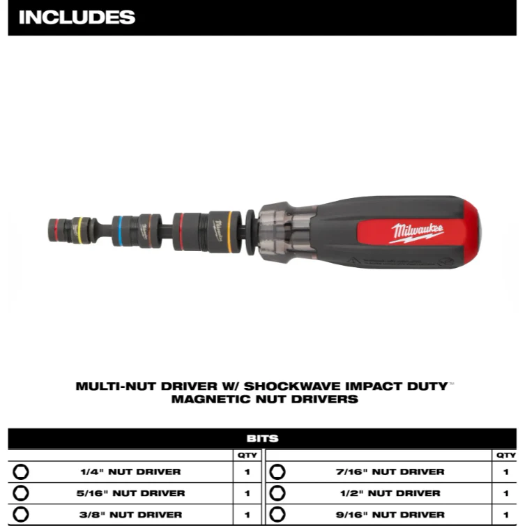 Milwaukee 48-22-2921 Multi-Nut Driver W/ SHOCKWAVE Impact Duty™ Magnetic Nut Drivers - Image 5