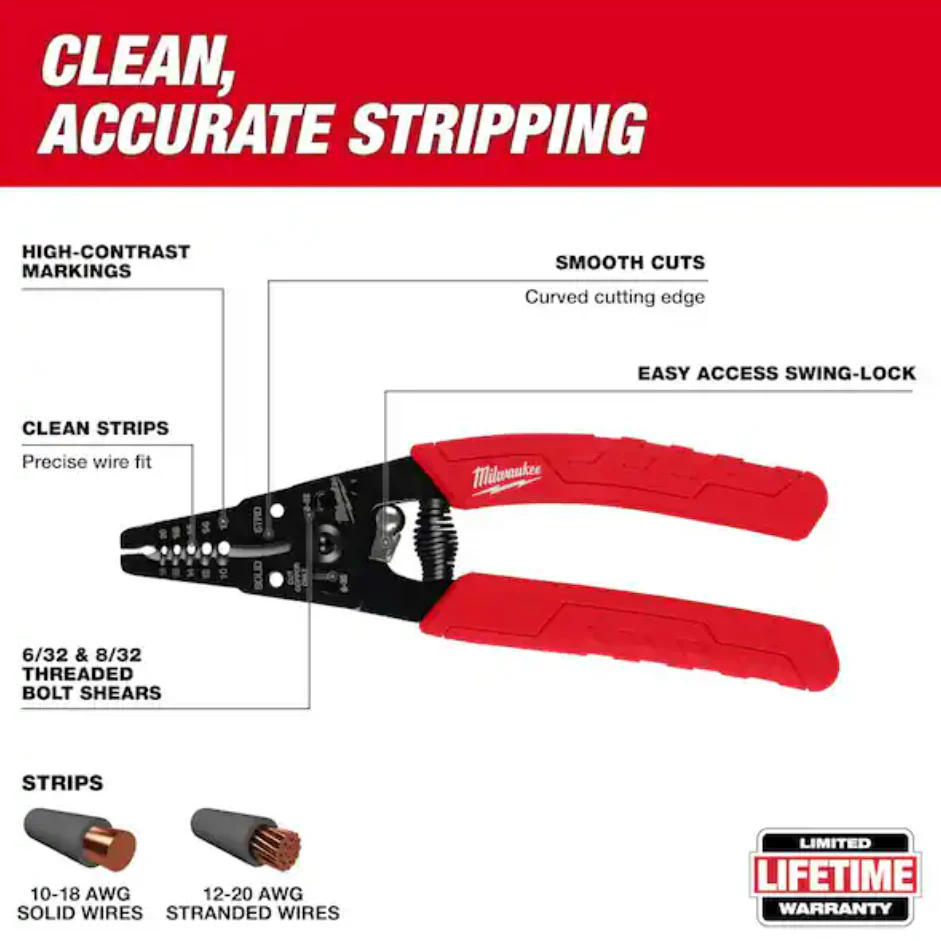 Milwaukee 48-22-3050 - 10-20 AWG Comfort Grip Wire Stripper and Cutter - Image 3
