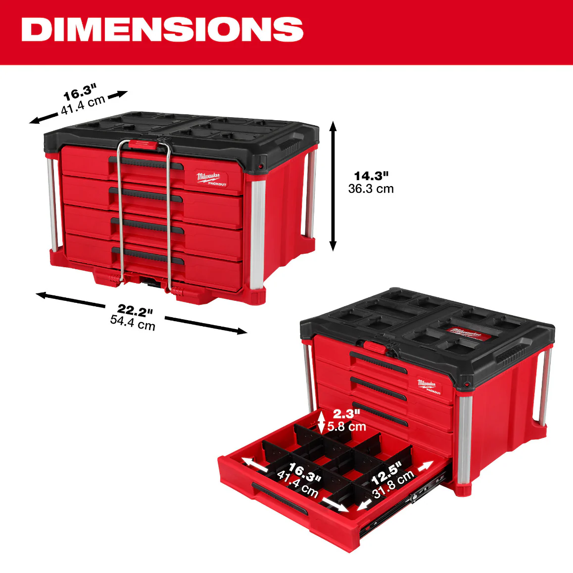 Milwaukee 48-22-8444 PACKOUT™ 4-Drawer Tool Box - Image 5