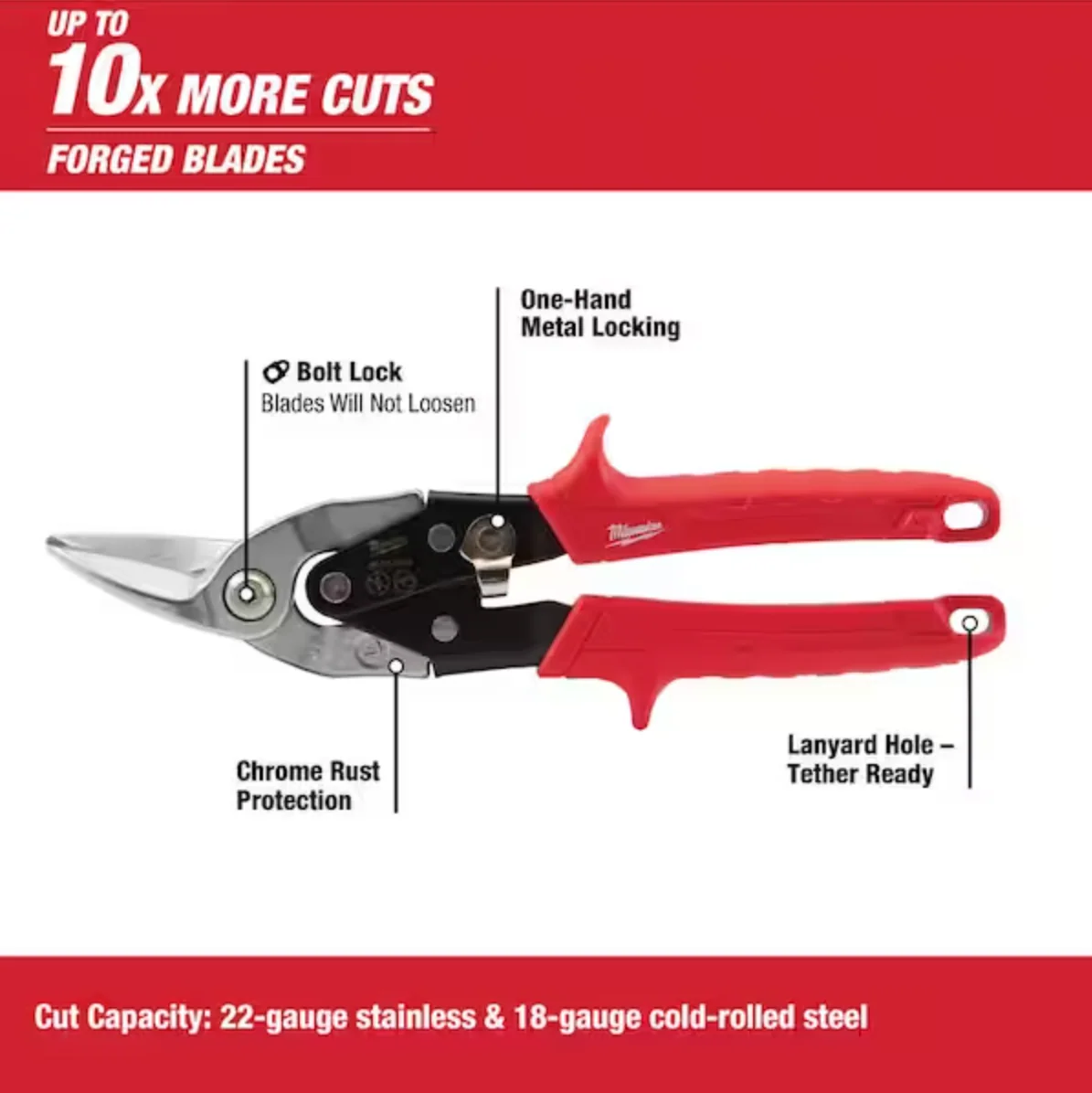 Milwaukee 48-22-4510 Left Cutting Aviation Snips - Image 2