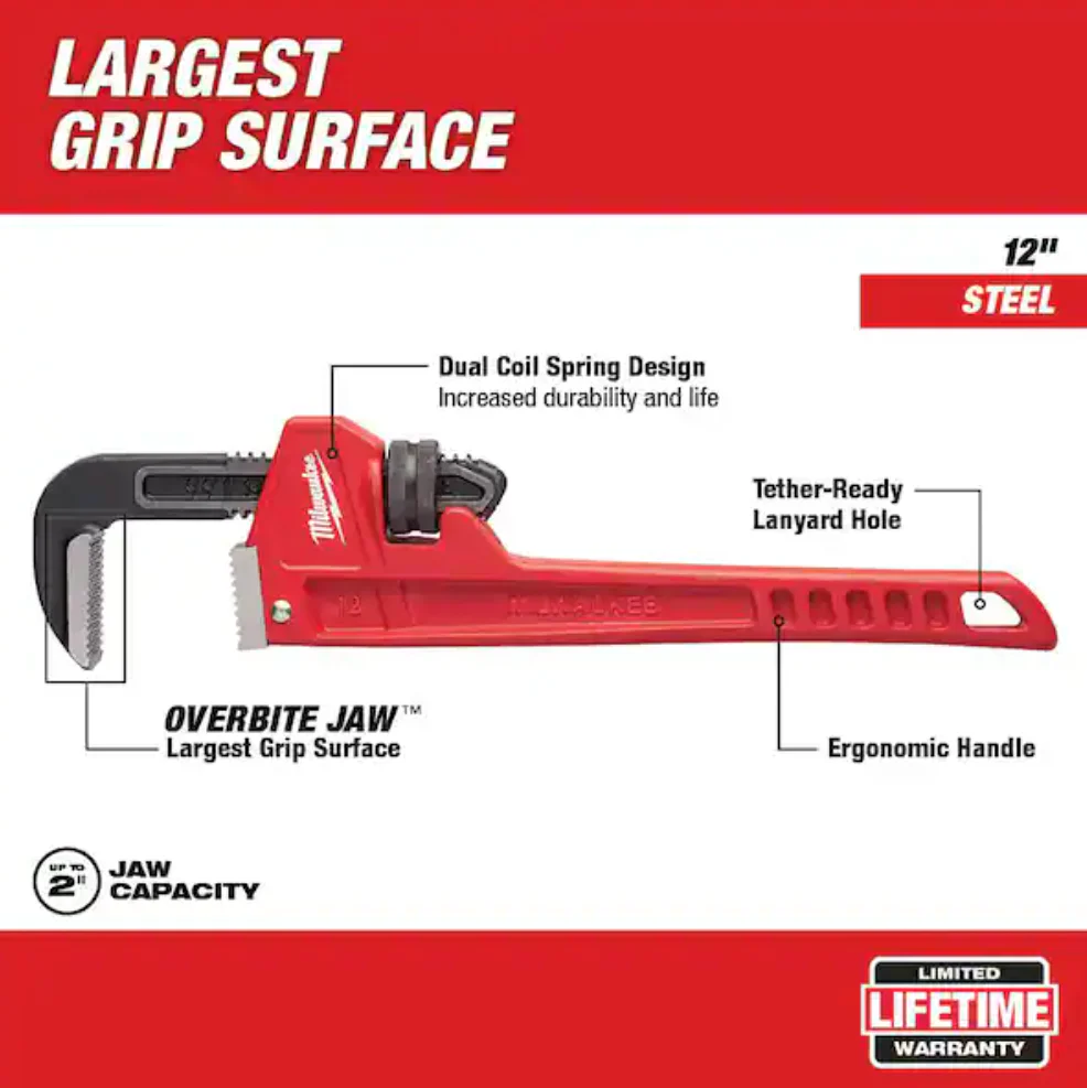 Milwaukee 48-22-7112 Steel Pipe Wrench - 12" - Image 3