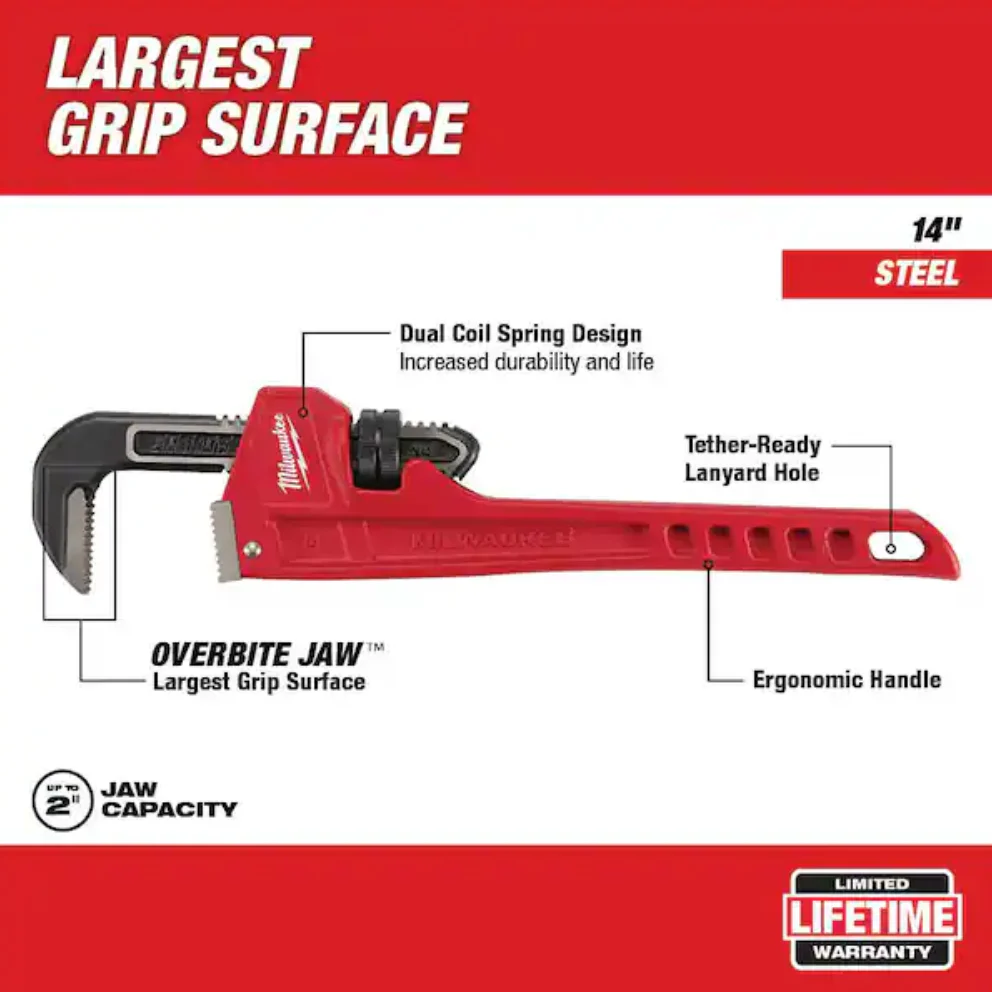 Milwaukee 48-22-7114 Steel Pipe Wrench - 14" - Image 3