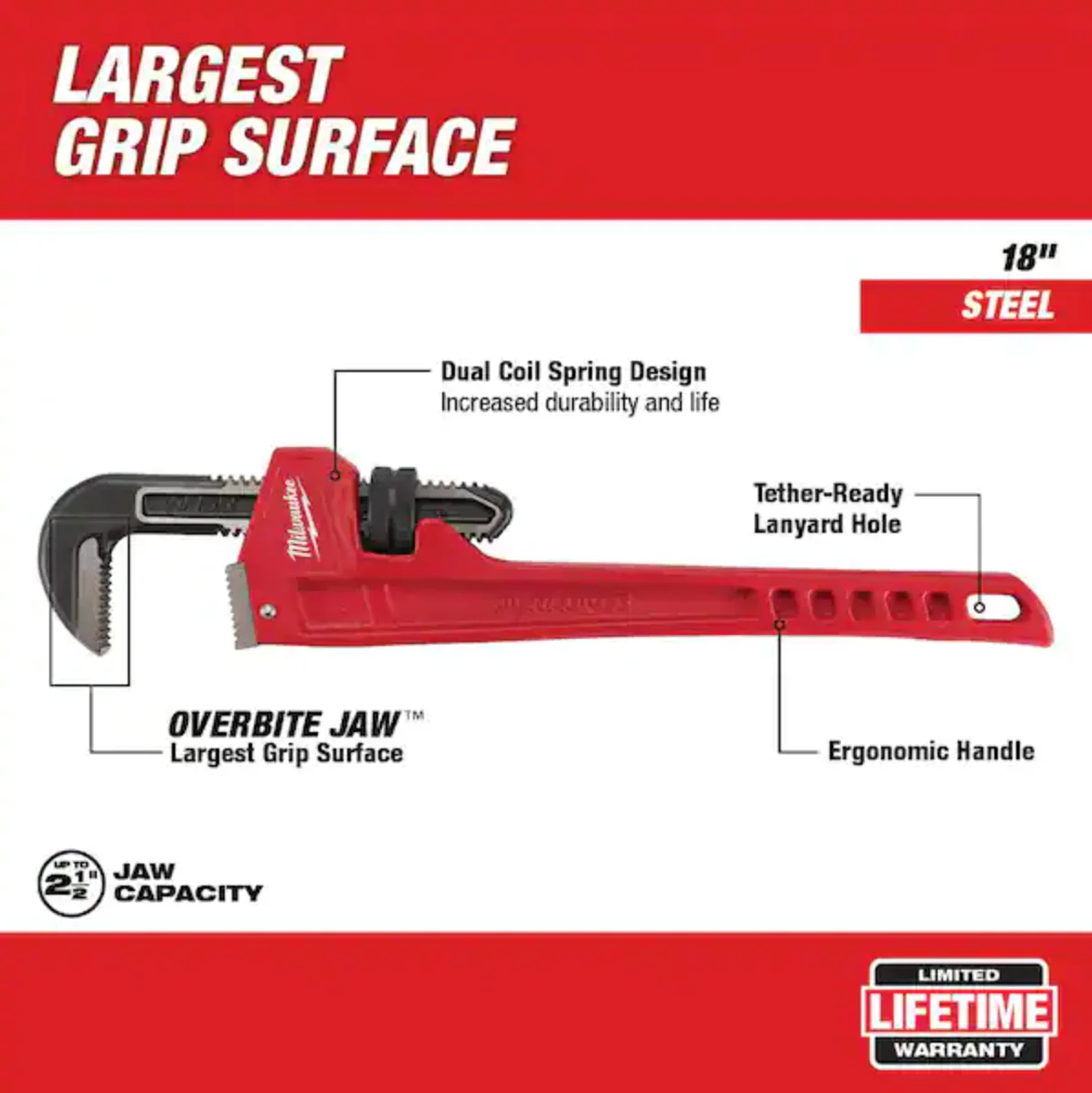 Milwaukee 48-22-7118 Steel Pipe Wrench - 18" - Image 2