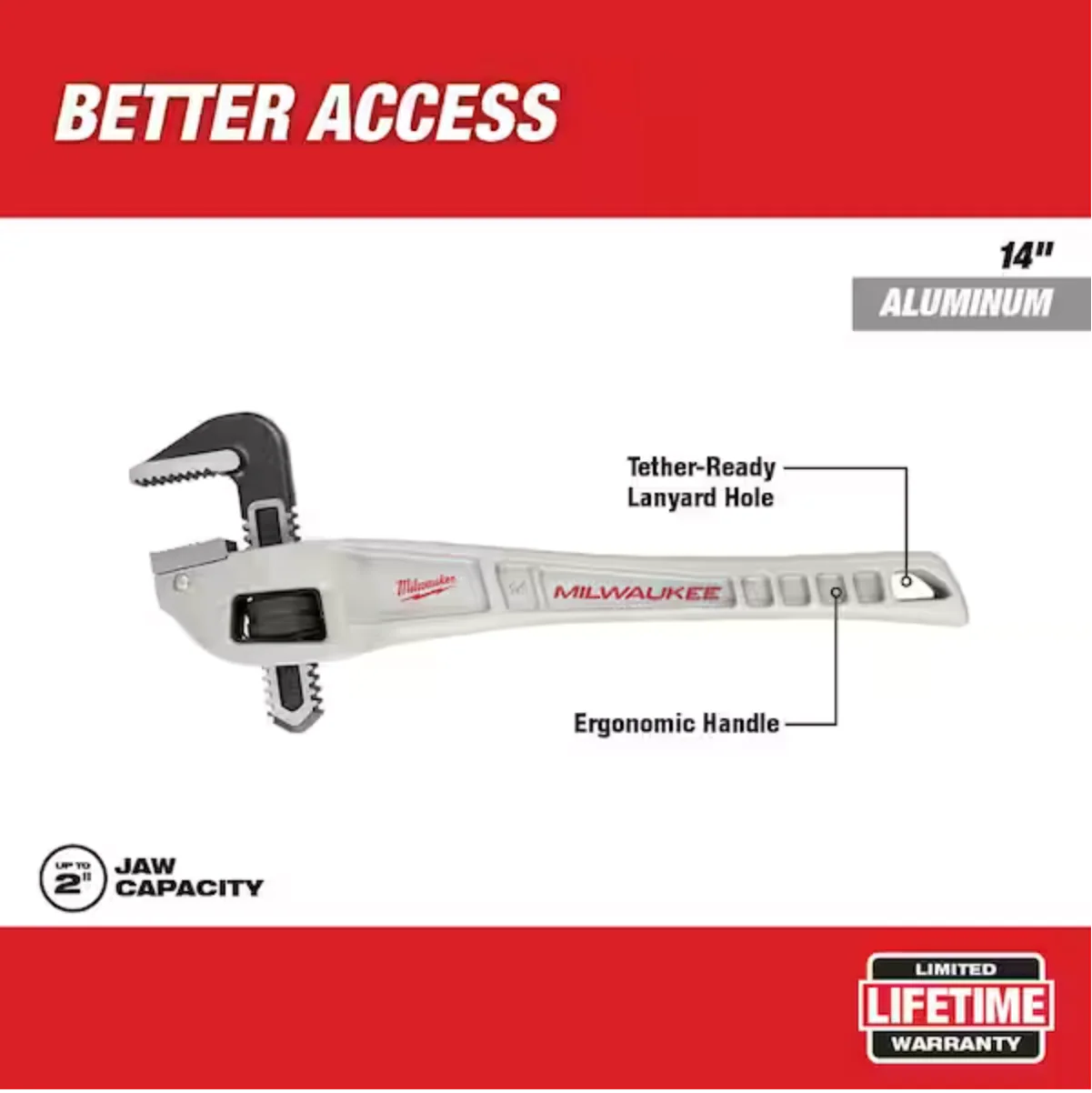 Milwaukee 48-22-7184 Aluminum Offset Pipe Wrench - 14" - Image 2