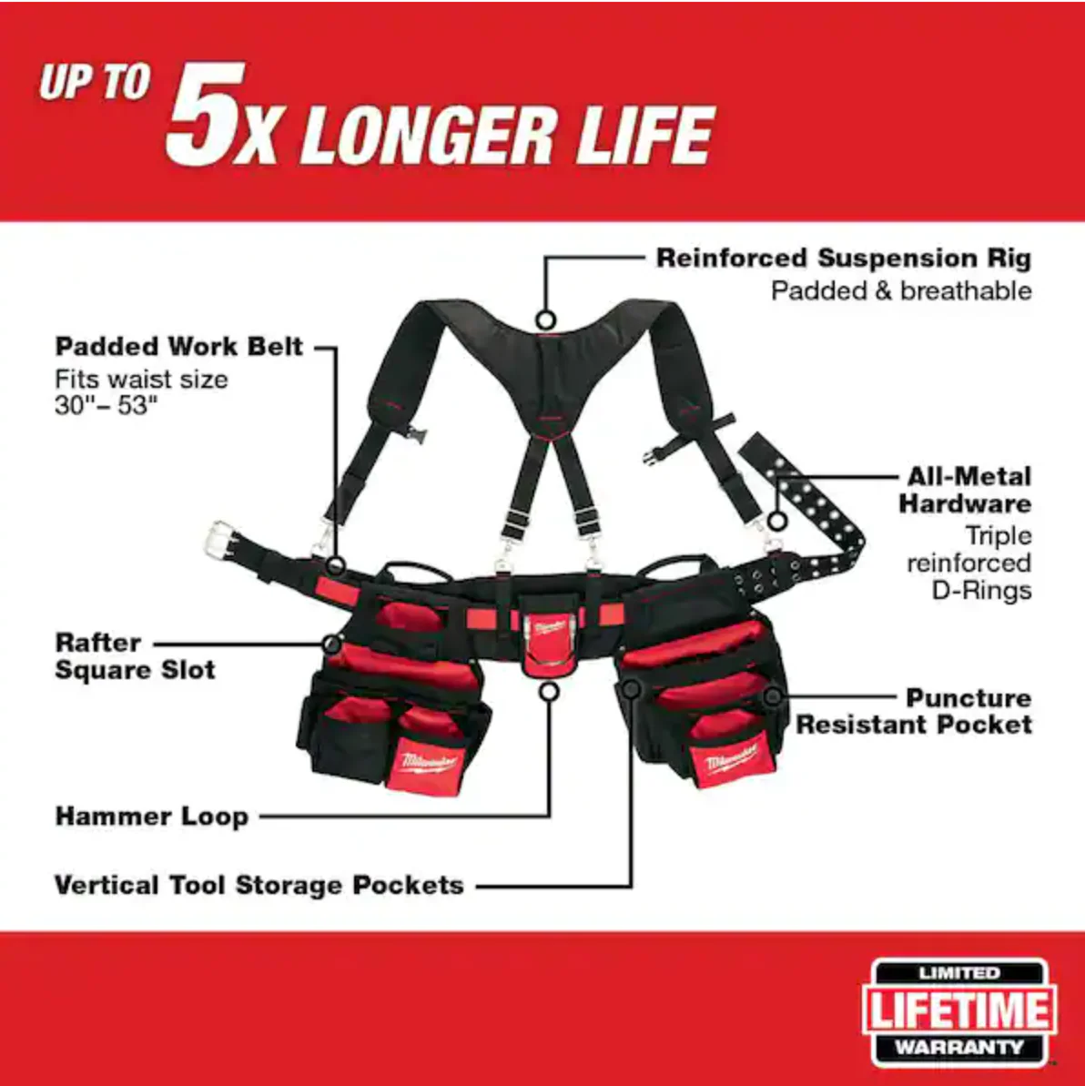 Milwaukee 48-22-8120 Contractor's Belt with Suspension Rig - Image 5
