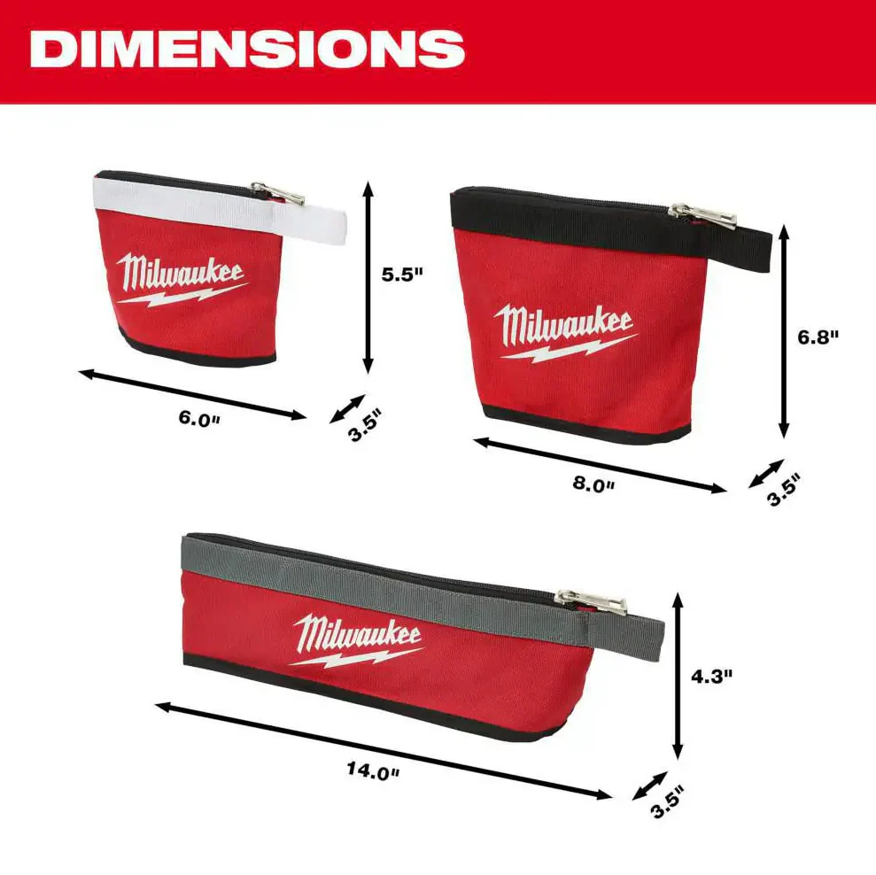 Milwaukee 48-22-8183 3PC Multi-Size Zipper Pouches - Image 2