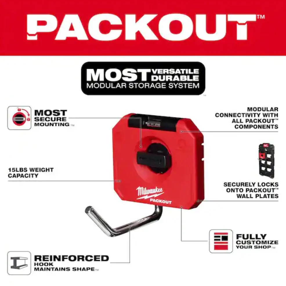 Milwaukee 48-22-8328 PACKOUT™ 4" Single Straight Hook - Image 2