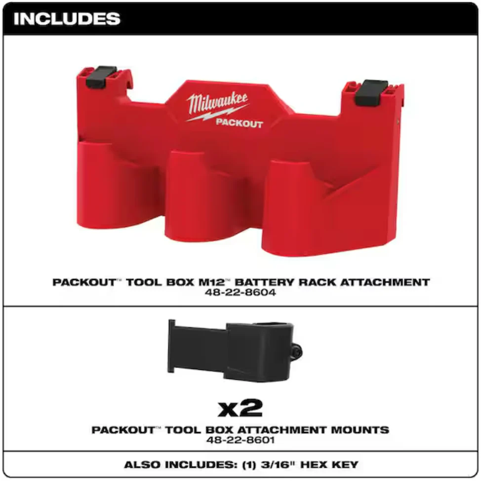 Milwaukee 48-22-8604 PACKOUT™ Tool Box M12™ Battery Rack Attachment - Image 2