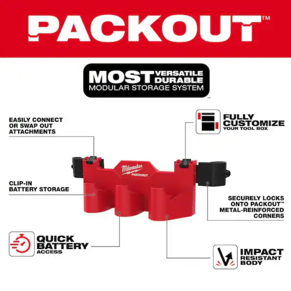 Milwaukee 48-22-8604 PACKOUT™ Tool Box M12™ Battery Rack Attachment - Image 3