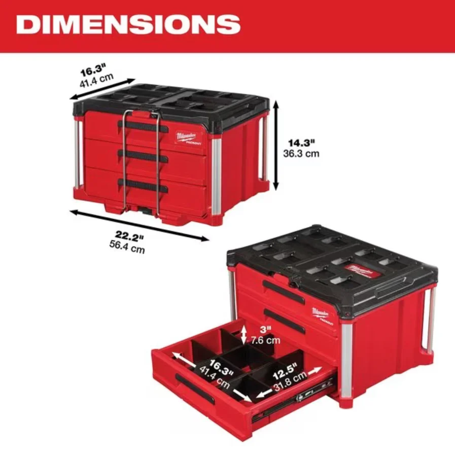 Milwaukee 48-22-8443 PACKOUTâ„¢ 3-Drawer Tool Box - Image 4