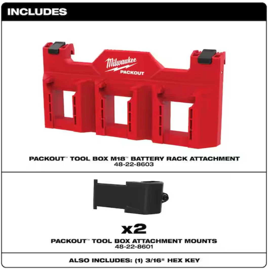 Milwaukee 48-22-8603 PACKOUT™ Tool Box M18™ Battery Rack Attachment - Image 2