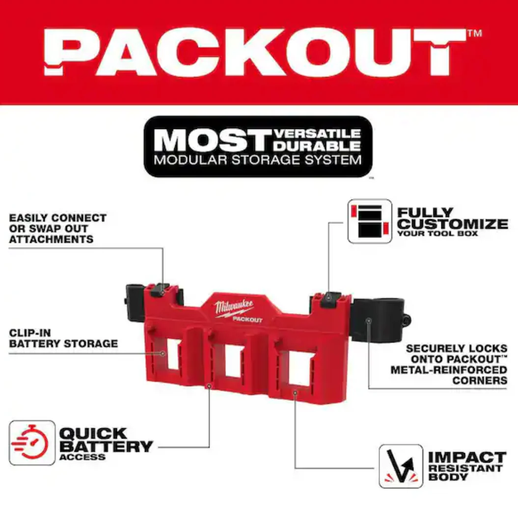 Milwaukee 48-22-8603 PACKOUT™ Tool Box M18™ Battery Rack Attachment - Image 3