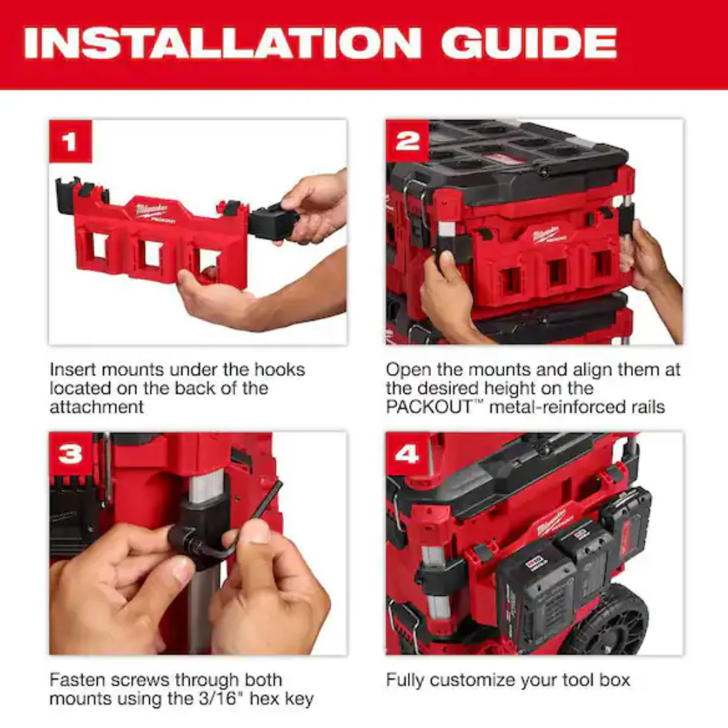 Milwaukee 48-22-8603 PACKOUT™ Tool Box M18™ Battery Rack Attachment - Image 4