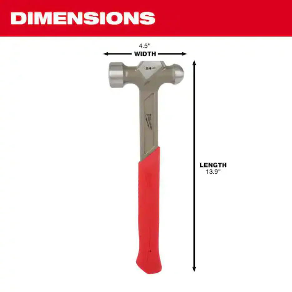 Milwaukee 48-22-9131 - 24oz Steel Ball Peen Hammer - Image 6