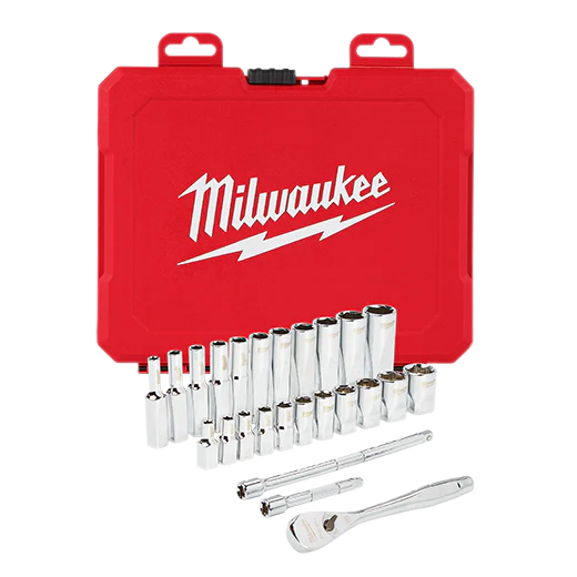 Milwaukee 48-22-9404 - 1/4" Drive 26pc Ratchet & Socket Set - SAE