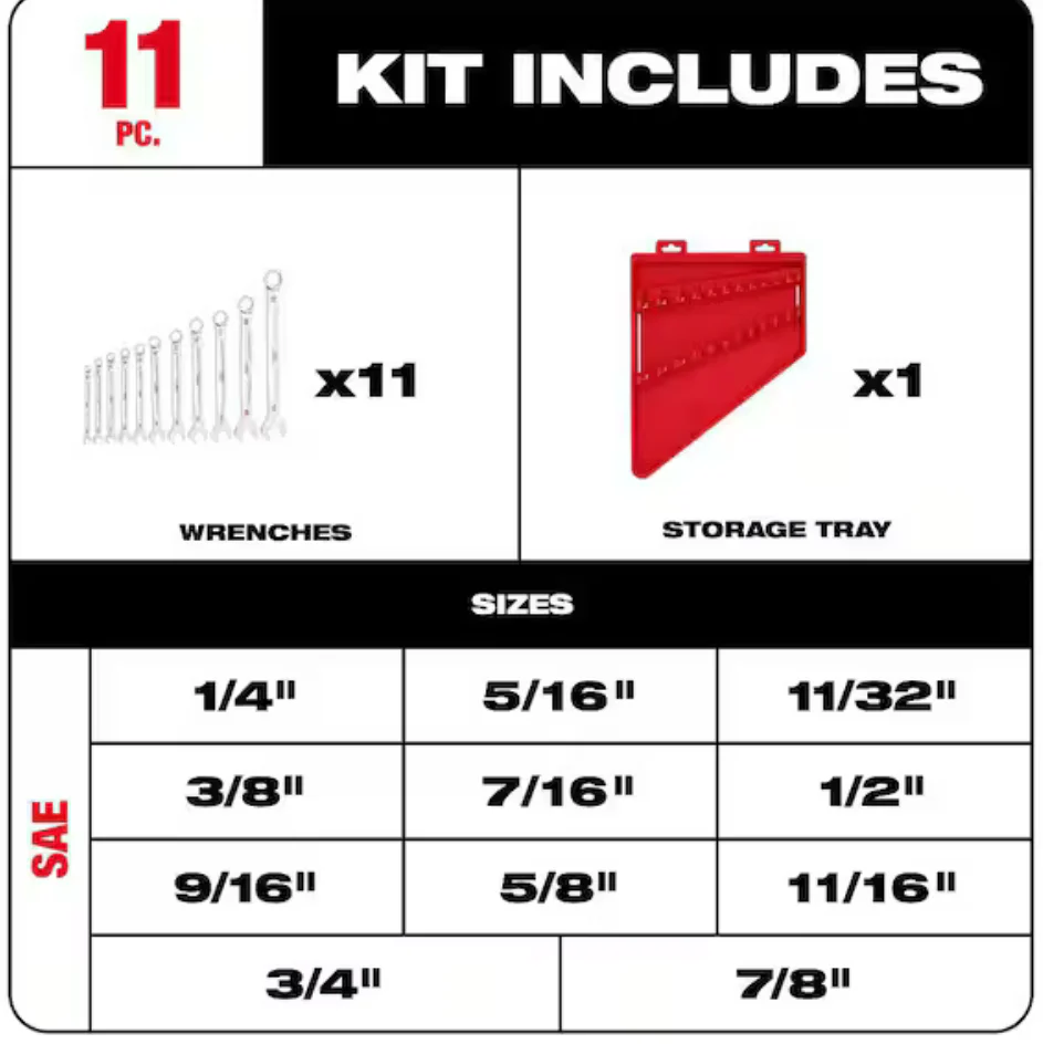 Milwaukee 48-22-9411 SAE Combination Wrench, 11pc - Image 3