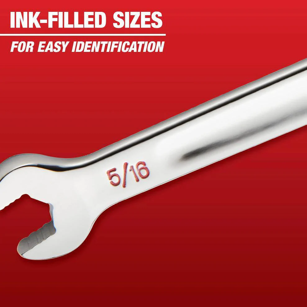 Milwaukee 48-22-9413 SAE Flex Head Ratcheting Combination Wrench Set, 15pc - Image 4