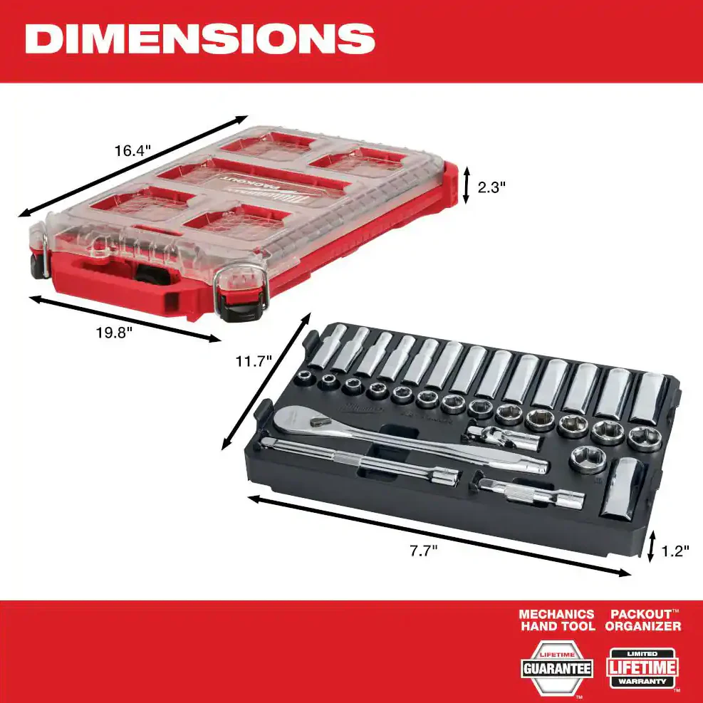 Milwaukee 48-22-9482 - 3/8” Drive Metric Ratchet & Socket Set, 32pc with PACKOUT™ Low-Profile Compact Organizer - Image 3