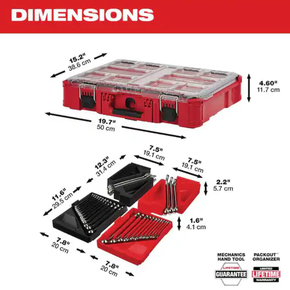 Milwaukee 48-22-9485- 30pc Metric & SAE Combination Wrench Set with PACKOUT™ Organizer - Image 4