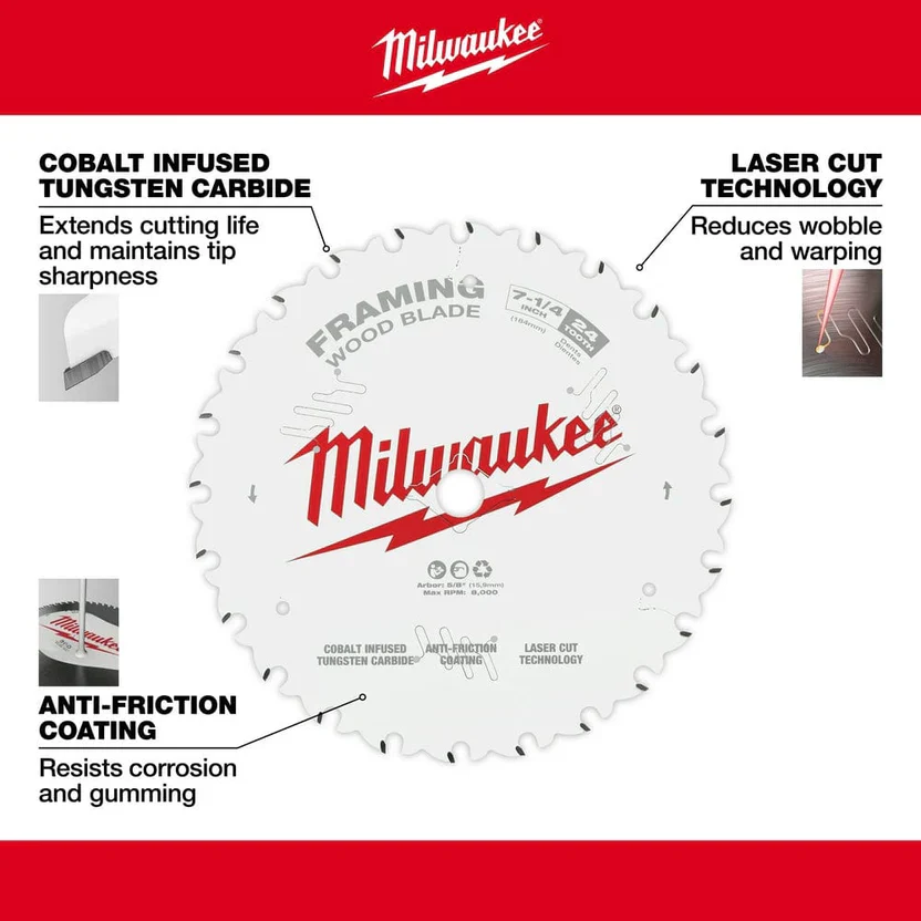 Milwaukee 48-41-0720 Circular Saw Wood Cutting Blade - 7 1/4" - Image 2