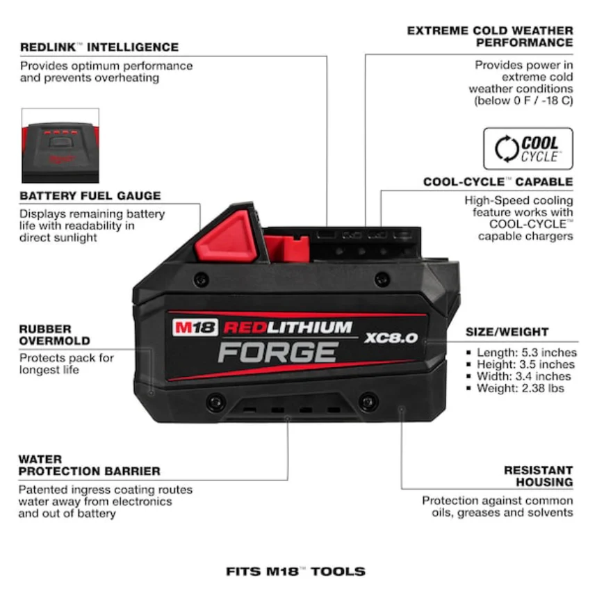 Milwaukee 48-59-1881 M18™ REDLITHIUM™ FORGE™ XC8.0 Starter Kit - Image 2