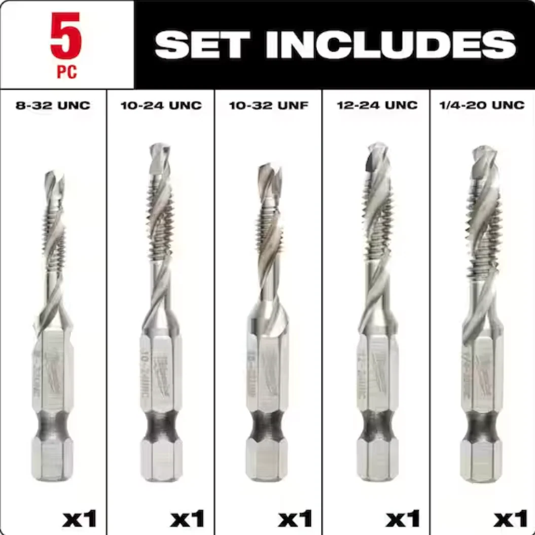 Milwaukee 48-89-4874 Shockwave™ 5PC SAE Impact Drill Tap Set - Image 2