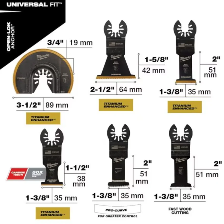 Milwaukee 49-10-9113 OPEN-LOK™ 9pc Multi-Tool Blade Variety Kit - Image 4
