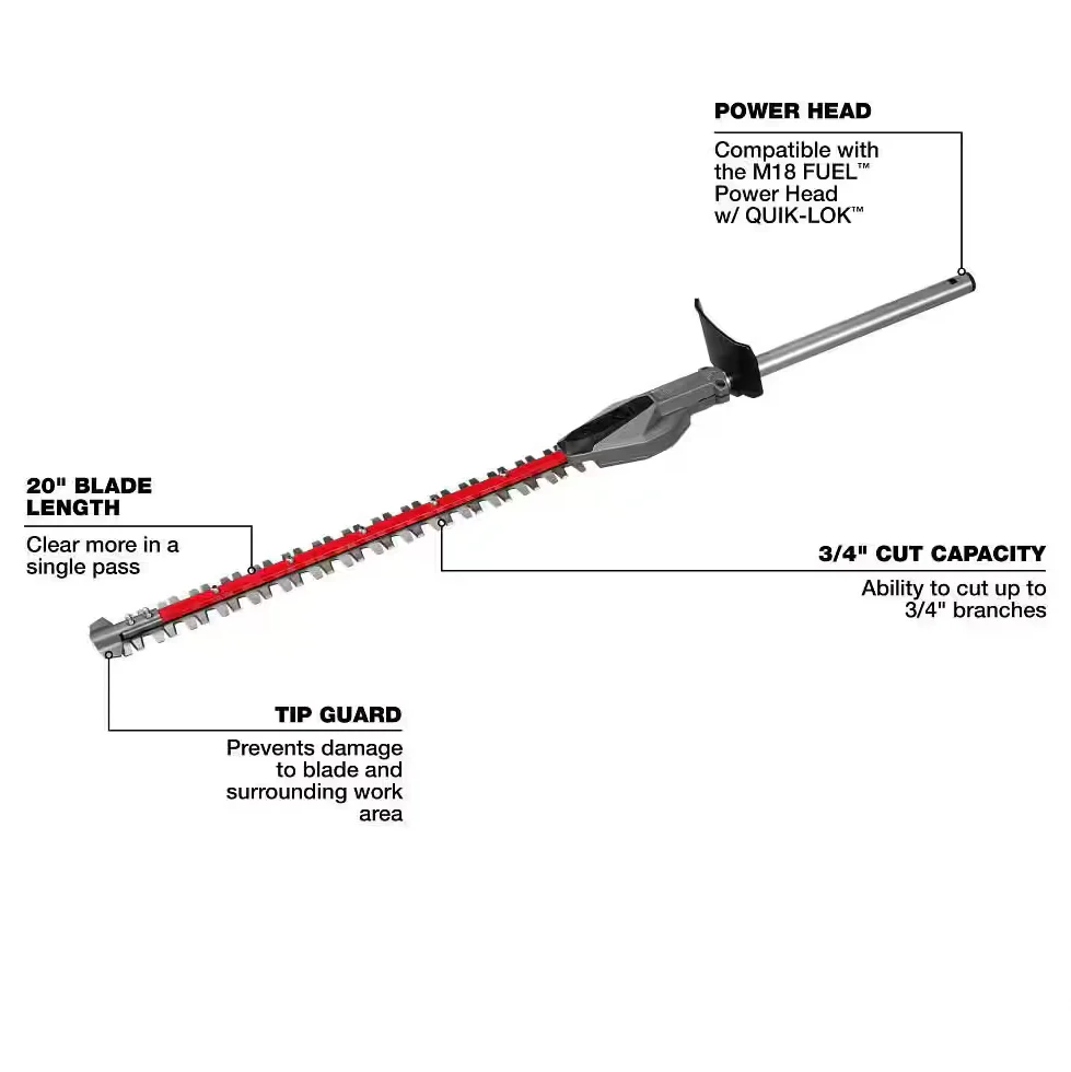 Milwaukee 49-16-2796 M18 FUEL™ QUIK-LOK™ Hedge Trimmer Attachment (Tool Only) - Image 2