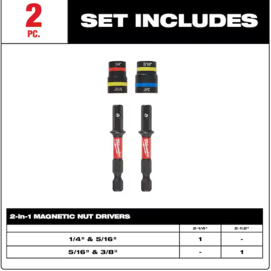 Milwaukee 49-66-4565 - 2pc SHOCKWAVE™ Impact Duty QUIK-CLEAR™ 2-in-1 Magnetic Nut Driver Set - Image 2