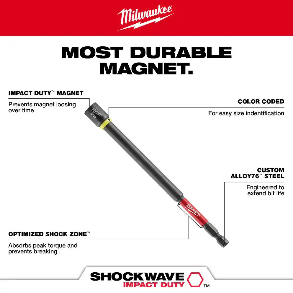 Milwaukee 49-66-4567 SHOCKWAVE Impact Duty™ 6" Magnetic Nut Driver Set, 6pc - Image 4