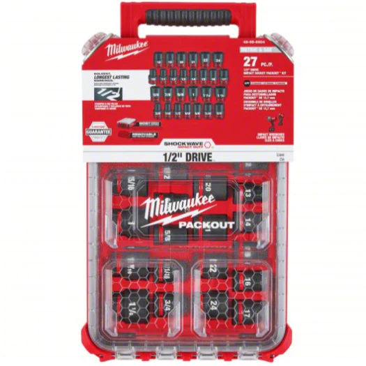 Milwaukee 49-66-6804 SHOCKWAVE Impact-Duty 1/2" Drive Metric and SAE Standard Impact PACKOUT Socket Set, 27pc - Image 4