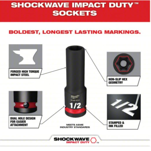 Milwaukee 49-66-6804 SHOCKWAVE Impact-Duty 1/2" Drive Metric and SAE Standard Impact PACKOUT Socket Set, 27pc - Image 5