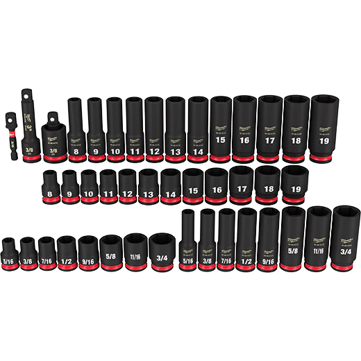 Milwaukee 49-66-7009 SHOCKWAVE Impact Duty™ 3/8" Drive SAE & Metric Deep 6 Point Socket Set, 43pc - Image 2