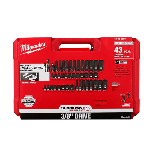 Milwaukee 49-66-7009 SHOCKWAVE Impact Duty™ 3/8" Drive SAE & Metric Deep 6 Point Socket Set, 43pc - Image 3