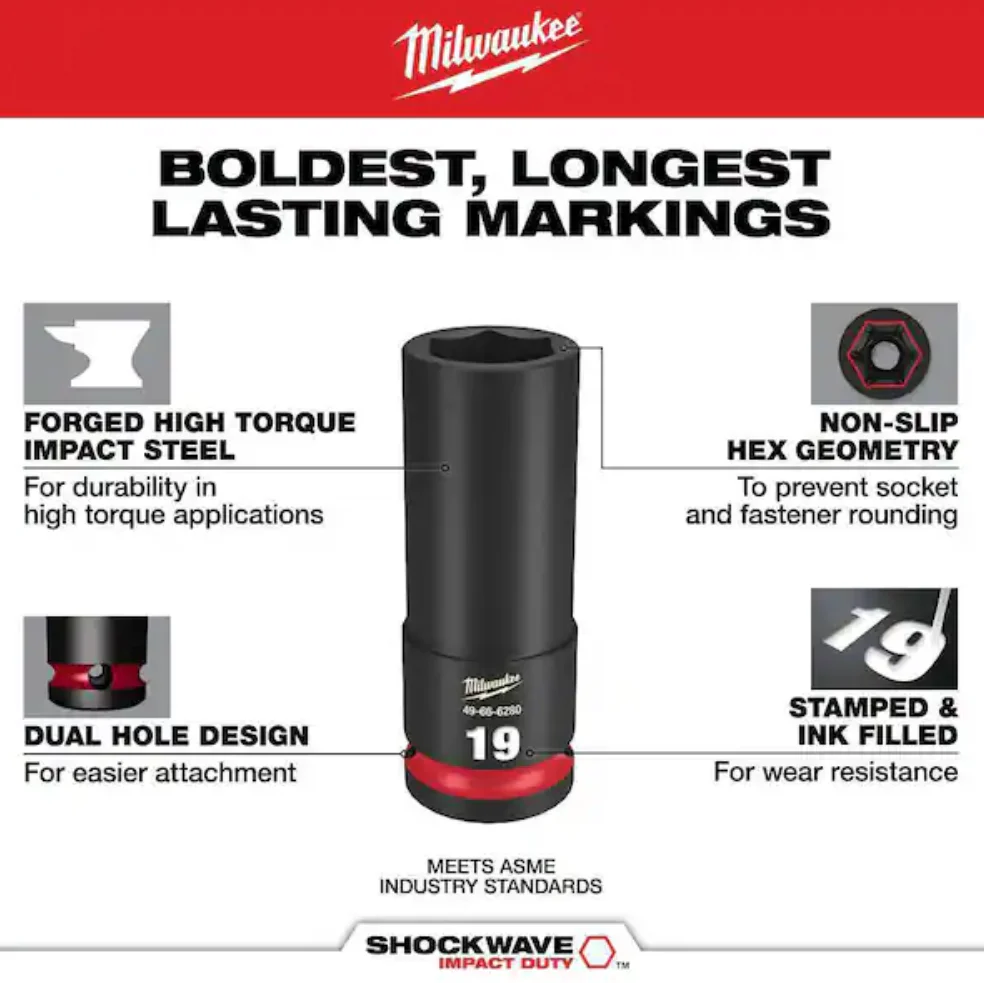 Milwaukee 49-66-7014 Impact Duty™ 1/2" Drive Metric Deep 6 Point Socket Set, 14pc - Image 2