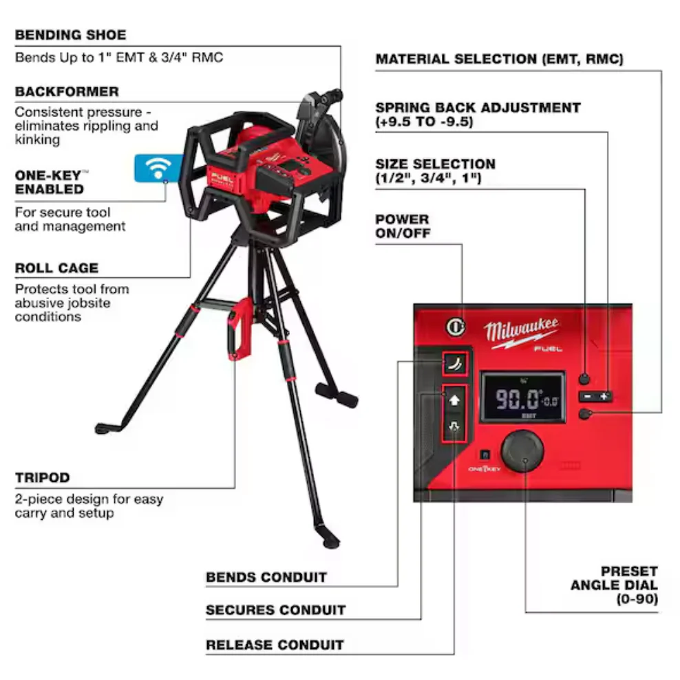 Milwaukee 5150-20 M18 FUEL™ Branch Conduit Bender with AUTO-ZERO (Tool-Only) - Image 3